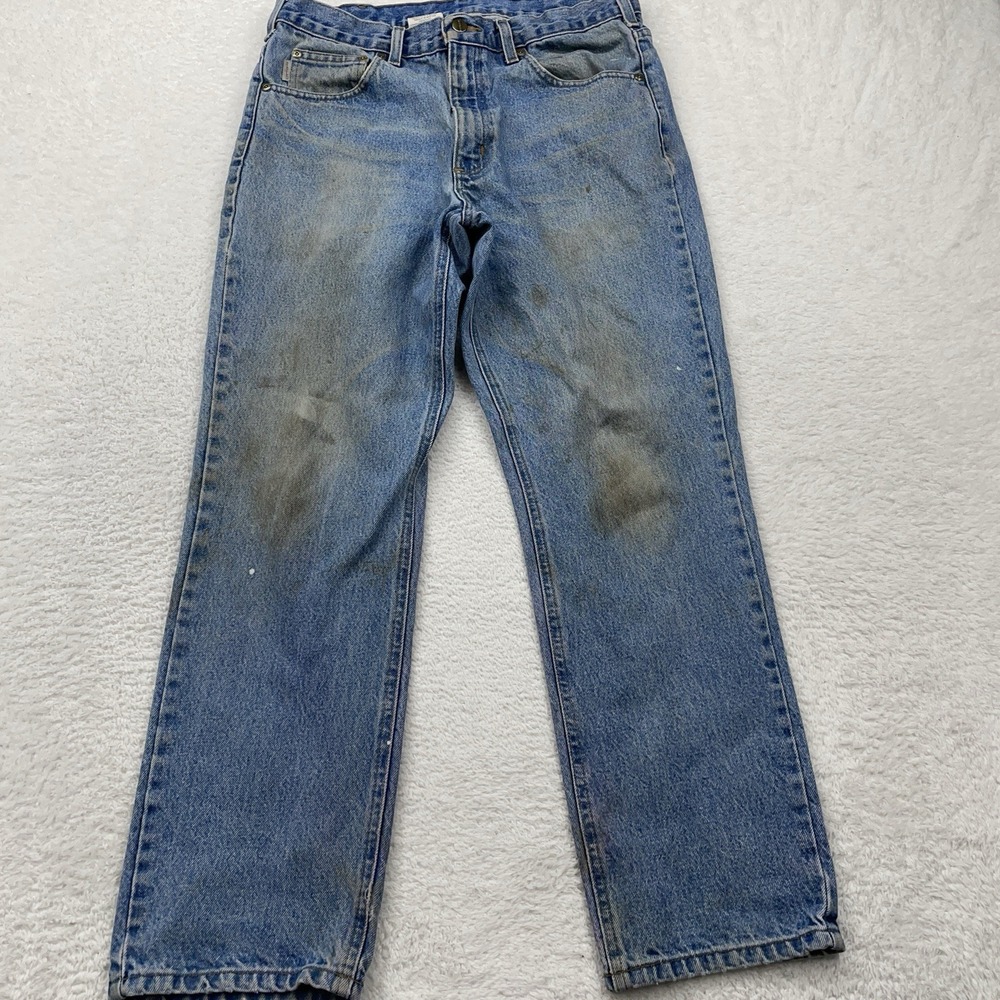Carhartt Jeans Men's‎ 33x30 Blue Denim Traditional Straight Work Distressed